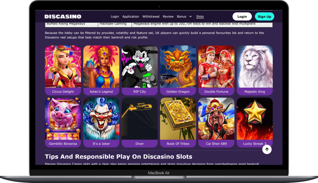 Главная страница онлайн-казино Discasino